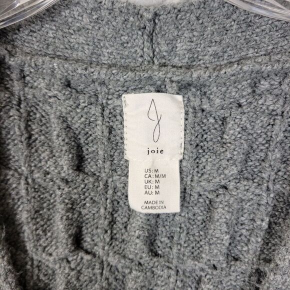 Joie Sweater Womens Medium Gray Chunky Knit Button-Up Cardigan Long Sleeve - Picture 2 of 7
